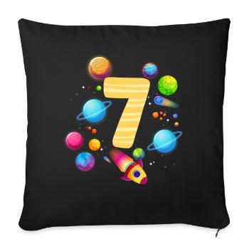 7th Birthday Boys 7 Years Planet Birthday - Sofa pillowcase 17,3'' x 17,3'' (45 x 45 cm) - black - Front