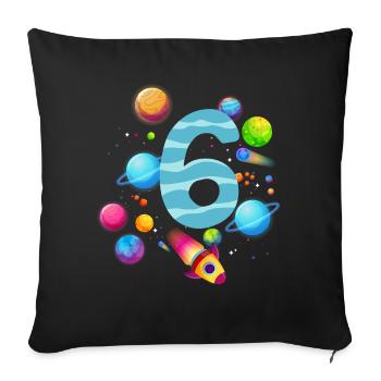 6th Birthday Boys 6 Years Planet Birthday - Sofa pillowcase 17,3'' x 17,3'' (45 x 45 cm) - black - Front