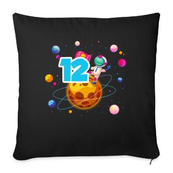 12th Birthday Boys 12 Years Planet Birthday - Sofa pillowcase 17,3'' x 17,3'' (45 x 45 cm) - black - Front