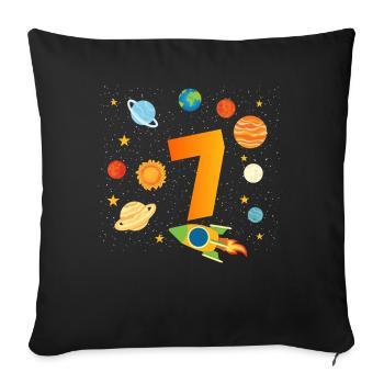 7th Birthday Boys 7 Years Planet Birthday - Sofa pillowcase 17,3'' x 17,3'' (45 x 45 cm) - black - Front