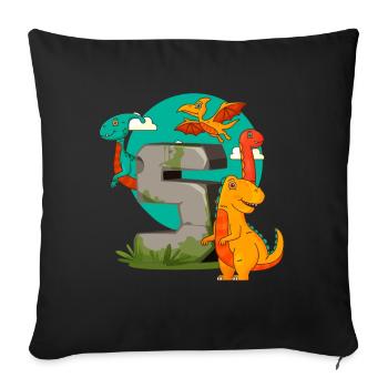 5th Birthday 5 Years Dino Dinosaur Fan - Sofa pillowcase 17,3'' x 17,3'' (45 x 45 cm) - black - Front