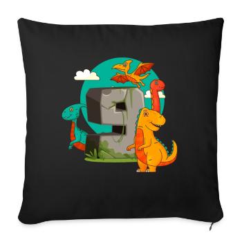 9th Birthday 9 Years Dino Dinosaur Fan - Sofa pillowcase 17,3'' x 17,3'' (45 x 45 cm) - black - Front