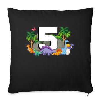 5th Birthday 5 Years Dino Dinosaur Fan - Sofa pillowcase 17,3'' x 17,3'' (45 x 45 cm) - black - Front