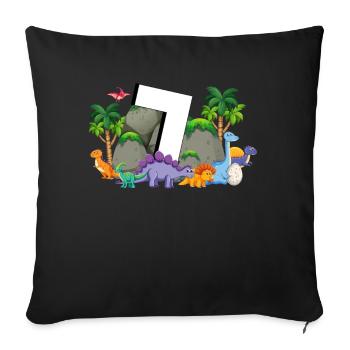 7th Birthday 7 Years Dino Dinosaur Fan - Sofa pillowcase 17,3'' x 17,3'' (45 x 45 cm) - black - Front