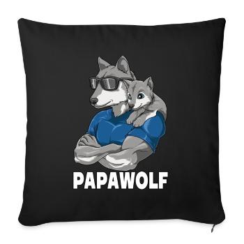 Papawolf Wolf Papa und Baby Papa Vatertag für - Sofakissenbezug 45 x 45 cm - Schwarz - Vorne