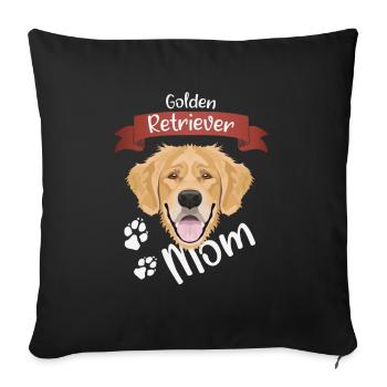 Maman Golden Retriever, Maman Chien - Housse de coussin décorative 45 x 45 cm - noir - Devant