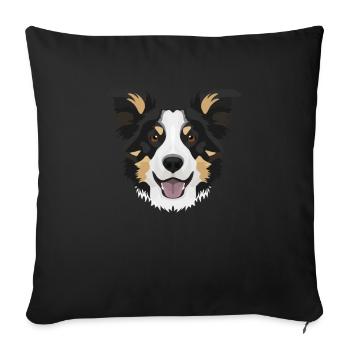 Border Collie souriant - Housse de coussin décorative 45 x 45 cm - noir - Devant