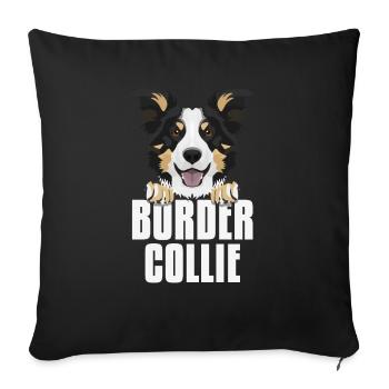 Border Collie souriant - Housse de coussin décorative 45 x 45 cm - noir - Devant