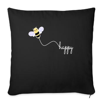 BEE HAPPY - Happy Protection de l’environnement BEE Wordplay - Housse de coussin décorative 45 x 45 cm - noir - Devant