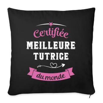 Certifiée meilleure tutrice du monde - Housse de coussin décorative 45 x 45 cm - noir - Devant