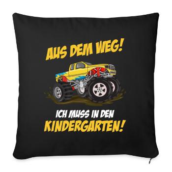 Kindergarten Jungen Monstertruck - Sofakissenbezug 45 x 45 cm - Schwarz - Vorne