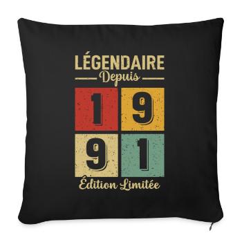 Légendaire Depuis 1991 - Housse de coussin décorative 45 x 45 cm - noir - Devant