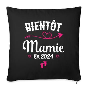 Bientôt future Mamie 2024 - Housse de coussin décorative 45 x 45 cm - noir - Devant