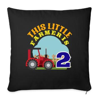 2ème anniversaire Je suis 2 animaux agriculteur de ferme - Housse de coussin décorative 45 x 45 cm - noir - Devant
