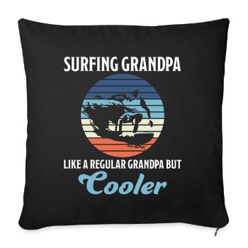 Surfer Opa Surfen Surfbrett Wellen Surf Geschenk - Sofakissenbezug 45 x 45 cm - Schwarz - Vorne