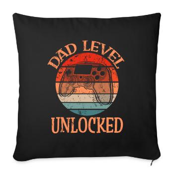 Dad Level Unlocked - Level up to Daddy - Sofa pillowcase 17,3'' x 17,3'' (45 x 45 cm) - black - Front