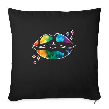 LGBTQ Parade Rainbow Flag Kiss - Sofa pillowcase 17,3'' x 17,3'' (45 x 45 cm) - black - Front