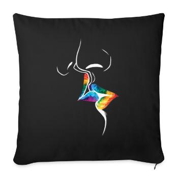 LGBTQ Parade Rainbow Flag Kiss - Sofa pillowcase 17,3'' x 17,3'' (45 x 45 cm) - black - Front