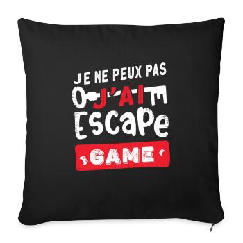 Escape Game ,T-shirt je ne peux pas ,Escape Room - Housse de coussin décorative 45 x 45 cm - noir - Devant