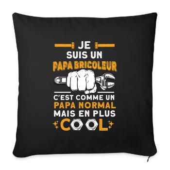 Fête des pères Papa bricolage cadeau pour papa - Housse de coussin décorative 45 x 45 cm - noir - Devant