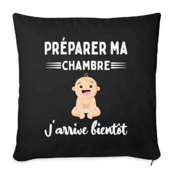 Cadeau Annonce De Grossesse Future Maman Enceinte - Housse de coussin décorative 45 x 45 cm - noir - Devant