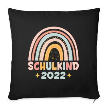 Bunter Regenbogen Schulkind 2022 - Sofakissenbezug 45 x 45 cm - Schwarz - Vorne