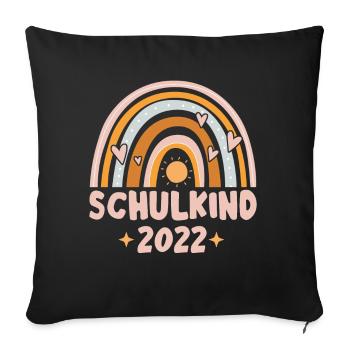 Bunter Regenbogen Mädchen Schulkind 2022 - Sofakissenbezug 45 x 45 cm - Schwarz - Vorne