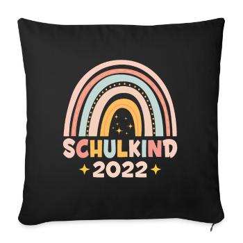 Schulkind 2022 Bunter Regenbogen - Sofakissenbezug 45 x 45 cm - Schwarz - Vorne