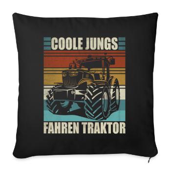 Traktor Junge Kleiner Landwirt Traktor - Sofakissenbezug 45 x 45 cm - Schwarz - Vorne