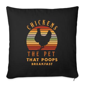 Chicken Chickens - Sofa pillowcase 17,3'' x 17,3'' (45 x 45 cm) - black - Front