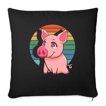 Cochons Cochons - Housse de coussin décorative 45 x 45 cm - noir - Devant