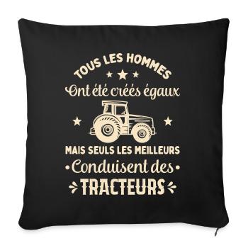 Les Meilleurs Conduisent Des Tracteurs - Housse de coussin décorative 45 x 45 cm - noir - Devant