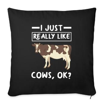 Drôle de vache vache cadeau - Housse de coussin décorative 45 x 45 cm - noir - Devant