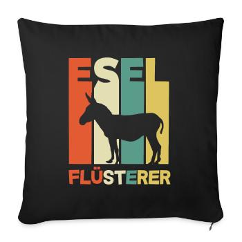 Esel Flüsterer Lustiges Esel Geschenk - Sofakissenbezug 45 x 45 cm - Schwarz - Vorne