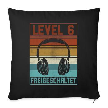 6. Geburtstag Junge Gamer Level 6 Jahre - Sofakissenbezug 45 x 45 cm - Schwarz - Vorne