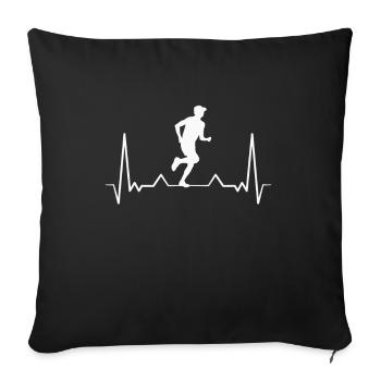 Battement de coeur de coureur de marathon - Housse de coussin décorative 45 x 45 cm - noir - Devant
