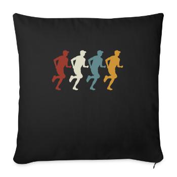 Coureur de marathon vintage rétro - Housse de coussin décorative 45 x 45 cm - noir - Devant