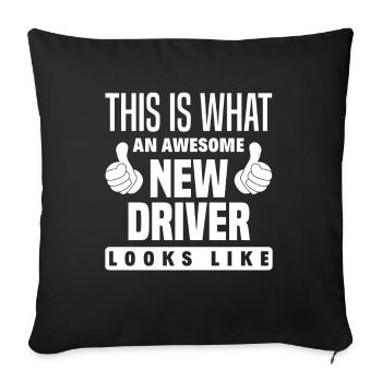 Driver's License Passed Gift - Sofa pillowcase 17,3'' x 17,3'' (45 x 45 cm) - black - Front