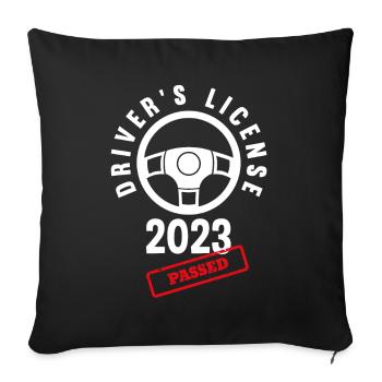 Driver's License Passed Gift - Sofa pillowcase 17,3'' x 17,3'' (45 x 45 cm) - black - Front