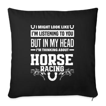 Horse racing - Sofa pillowcase 17,3'' x 17,3'' (45 x 45 cm) - black - Front