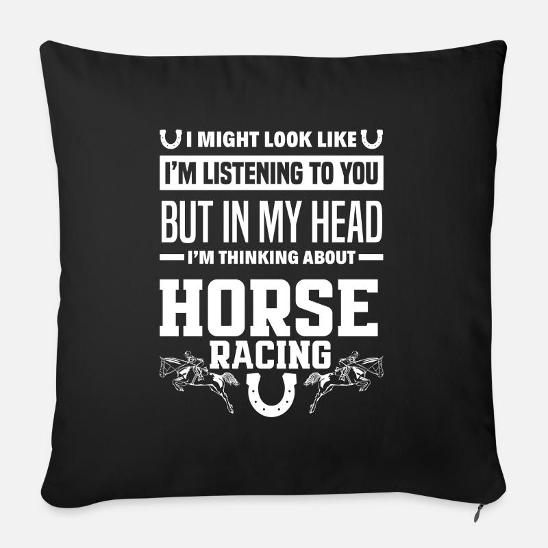 Courses de chevaux - Housse de coussin décorative 45 x 45 cm - noir