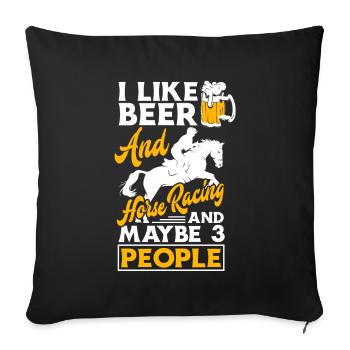 Horse racing - Sofa pillowcase 17,3'' x 17,3'' (45 x 45 cm) - black - Front