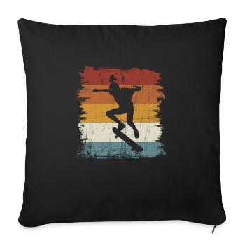 Retro vintage skateboard girl - Sofa pillowcase 17,3'' x 17,3'' (45 x 45 cm) - black - Front