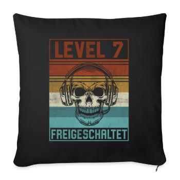 7. Geburtstag Gamer Level 7 Jahre - Sofakissenbezug 45 x 45 cm - Schwarz - Vorne