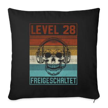 28. Geburtstag Gamer Level 28 Jahre - Sofakissenbezug 45 x 45 cm - Schwarz - Vorne