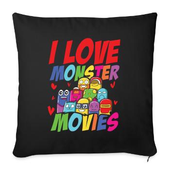 I Love Monster Movies - Sofakissenbezug 45 x 45 cm - Schwarz - Vorne