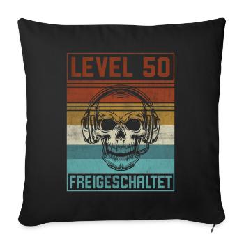 50. Geburtstag Gamer Level 50 Jahre - Sofakissenbezug 45 x 45 cm - Schwarz - Vorne