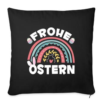 Ostereier Hase Regenbogen Frauen Mädchen Frohe Ost - Sofakissenbezug 45 x 45 cm - Schwarz - Vorne
