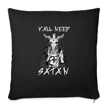 Y'all need Satan I Satanic Goat Head - Sofa pillowcase 17,3'' x 17,3'' (45 x 45 cm) - black - Front
