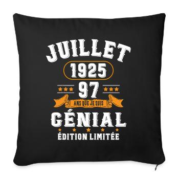 97 Ans Anniversaire Vintage Né(e) en Juillet 1925 - Housse de coussin décorative 45 x 45 cm - noir - Devant